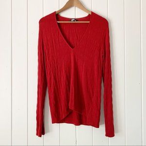 Reformation Red Puckered Knit Sweater Small